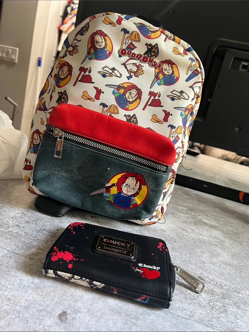 Loungefly Chucky Kids' Mini Backpack & Wallet Set - White, Red, Blue, Black